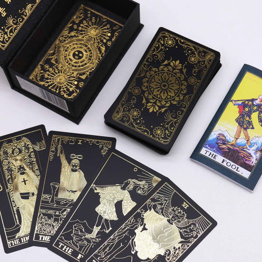 Black and Gold Foil Tarot Deck with Guidebook