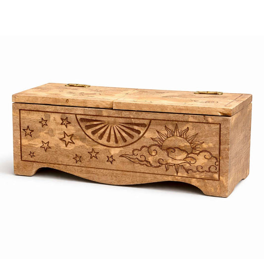 Mango Wood Sliding Lid Box - Sun & Moon