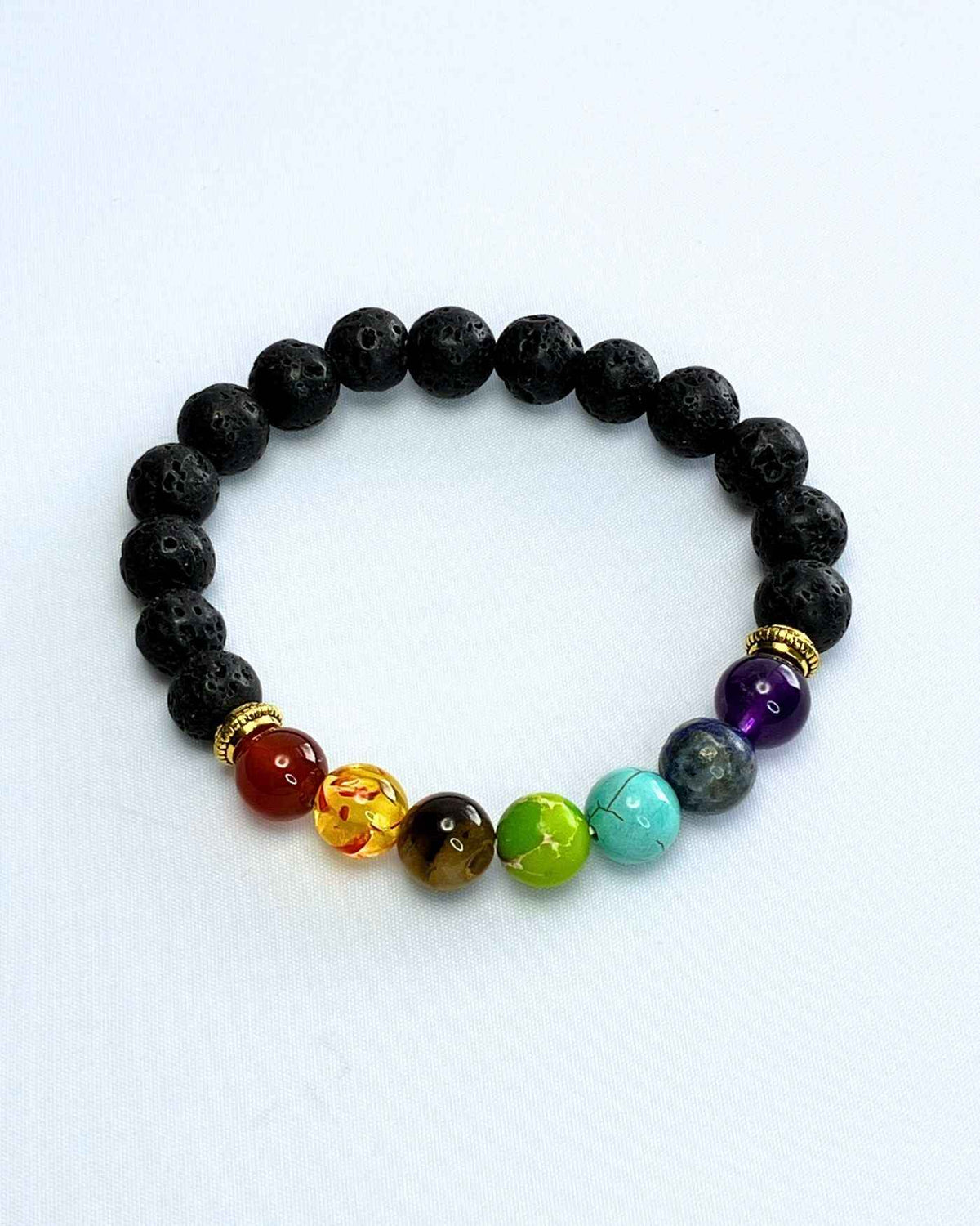 Chakra Bead Bracelet with Lava Beads