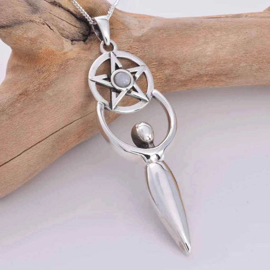 Goddess Pendant with Moonstone Cabochon