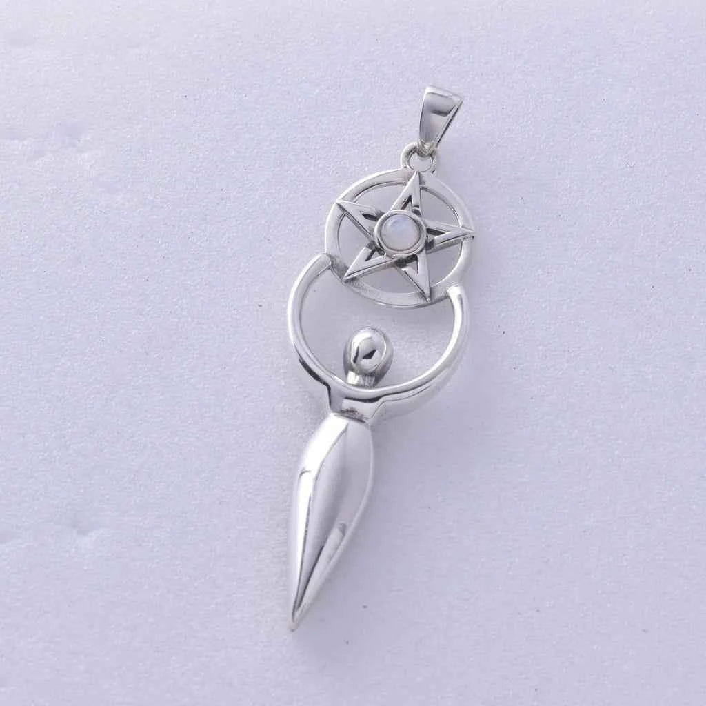Goddess Pendant with Moonstone Cabochon
