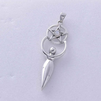Goddess Pendant with Moonstone Cabochon