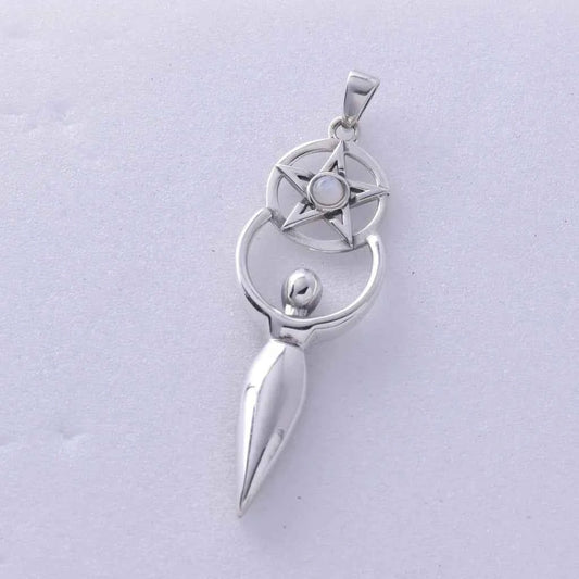 Goddess Pendant with Moonstone Cabochon