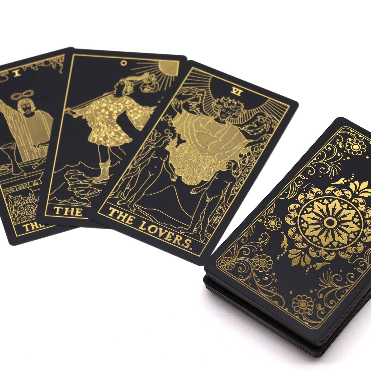Black and Gold Foil Tarot Deck with Guidebook