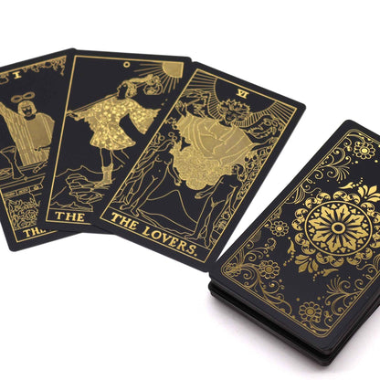 Black and Gold Foil Tarot Deck with Guidebook