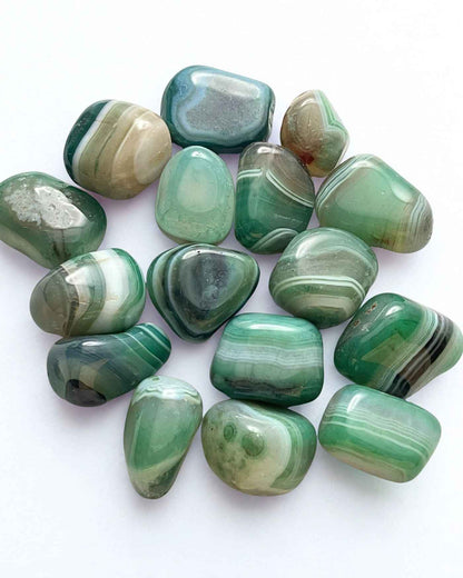 Green Banded Agate Tumblestone 20-30mm