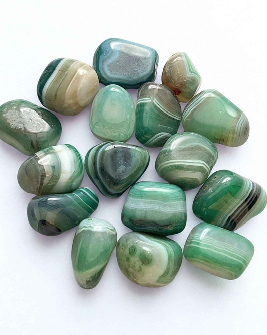 Green Banded Agate Tumblestone 20-30mm