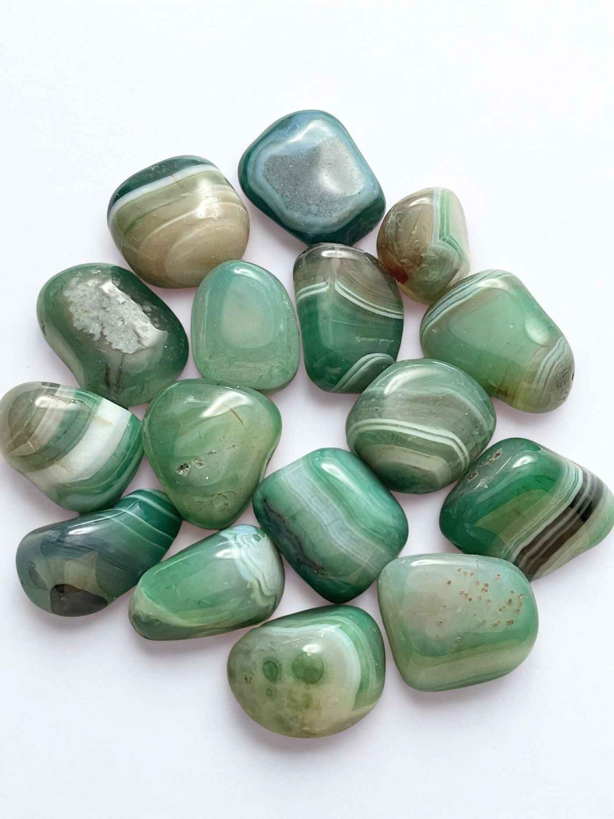 Green Banded Agate Tumblestone 20-30mm
