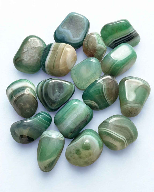 Green Banded Agate Tumblestone 20-30mm