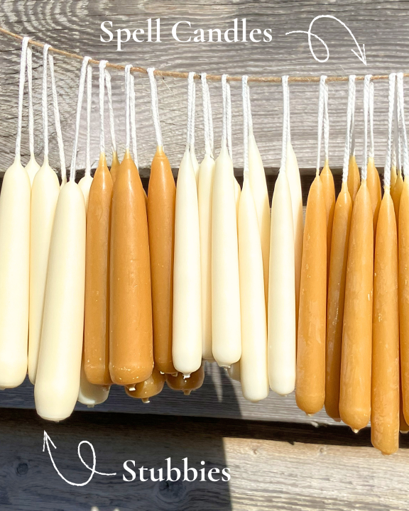 Traditional Hand-Dipped Candles - Beeswax or Plant Wax - Spell Candles and Stubbies