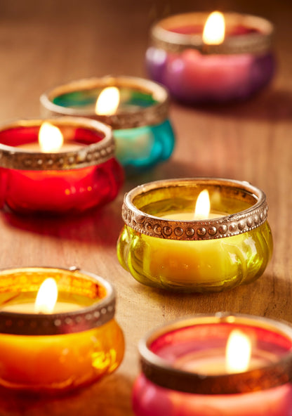 Glass Tealight Holder - 6 Different Colours