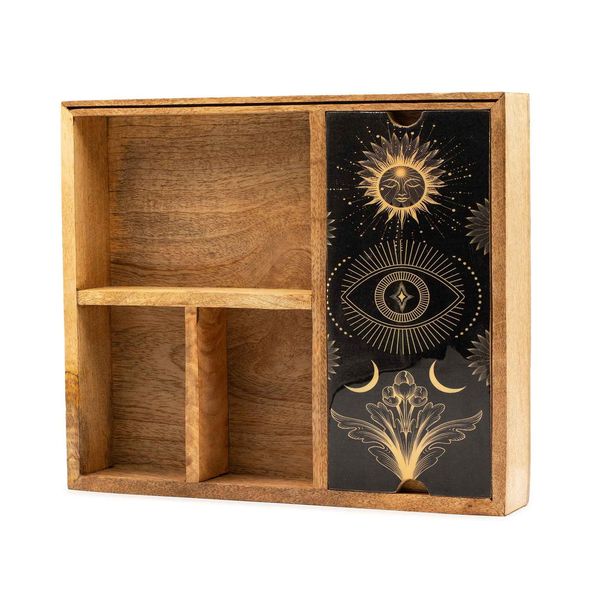 Four Section Tarot Card Box with Card Holder