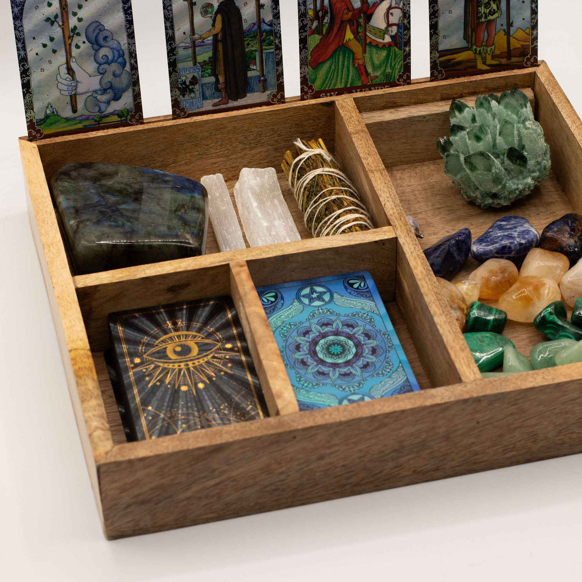 Four Section Tarot Card Box with Card Holder