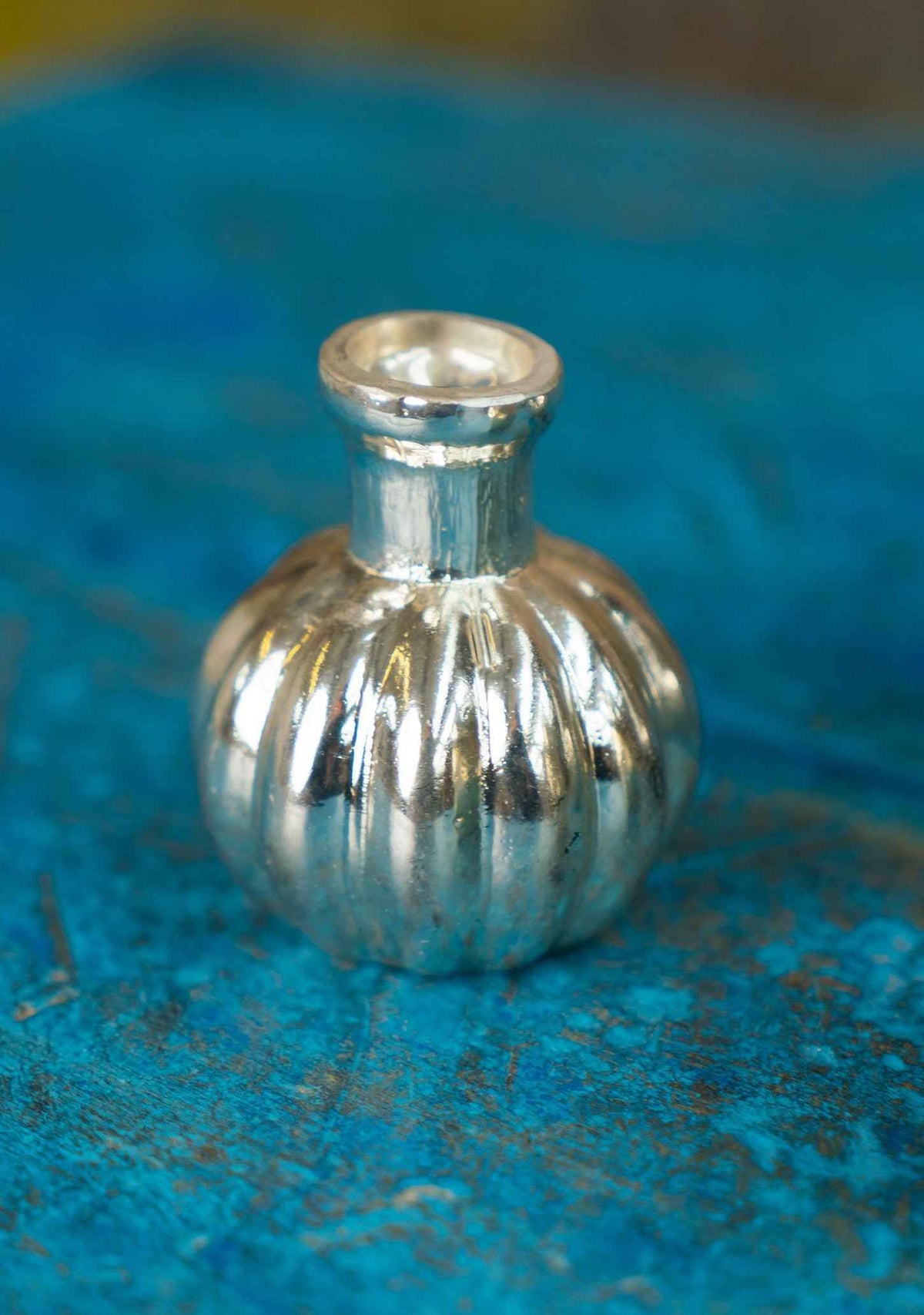 Pumpkin Shape Silver Glass Vase