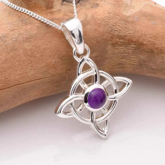 Silver Witches Knot Pendant with Amethyst
