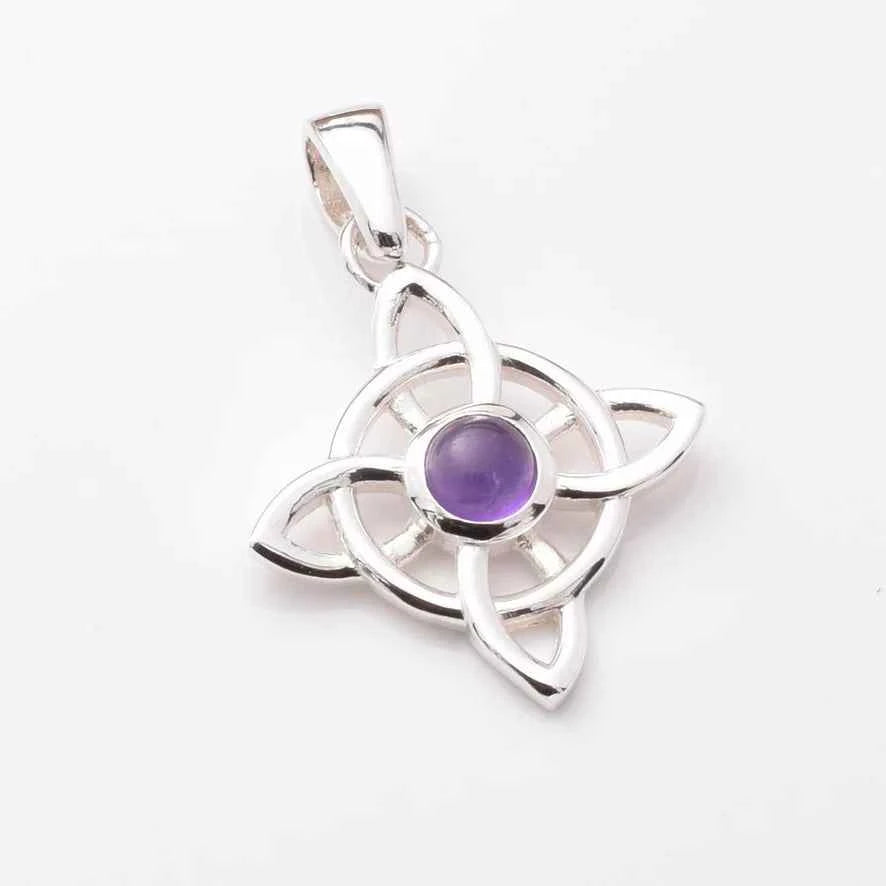 Silver Witches Knot Pendant with Amethyst