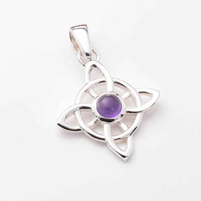 Silver Witches Knot Pendant with Amethyst