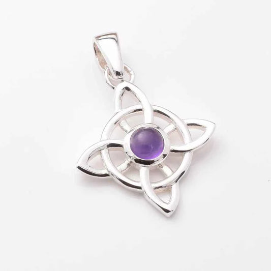Silver Witches Knot Pendant with Amethyst